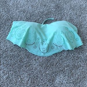Blue cut out strapless bikini
